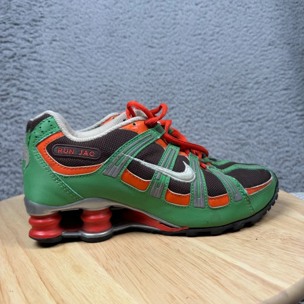 Nike Shox‎ NIKEiD Mens Miami Hurricanes Color Size 6 Youth Green Orange Running